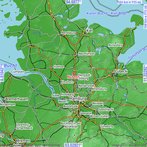 Topographic map of Nützen