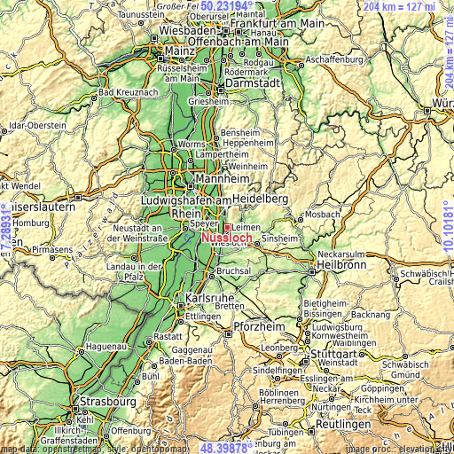 Topographic map of Nußloch