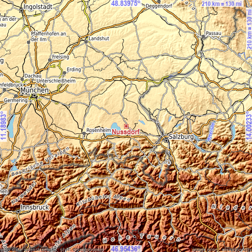 Topographic map of Nußdorf