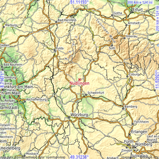 Topographic map of Nüdlingen