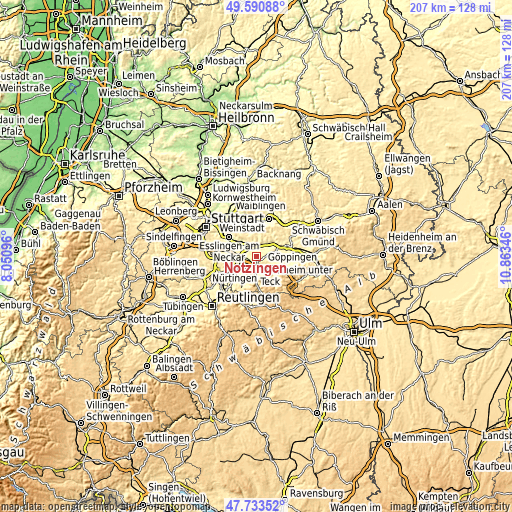 Topographic map of Notzingen