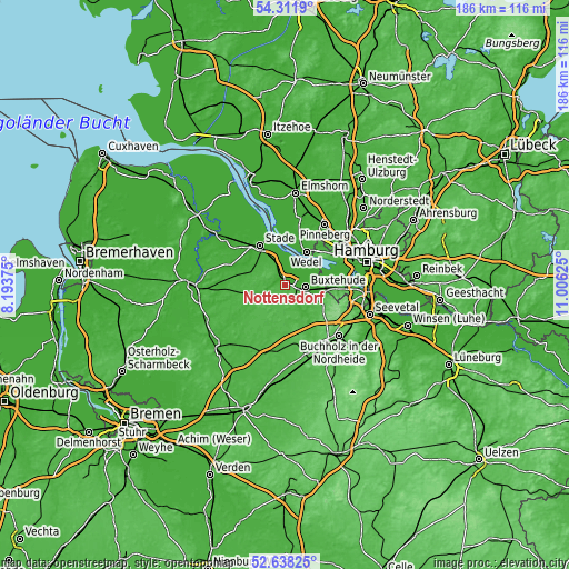 Topographic map of Nottensdorf