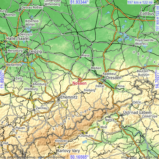 Topographic map of Nossen