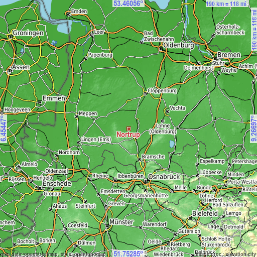 Topographic map of Nortrup