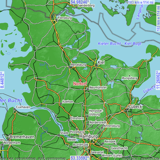 Topographic map of Nortorf