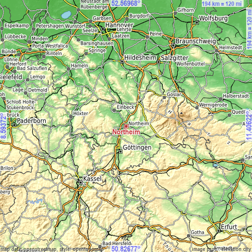 Topographic map of Northeim