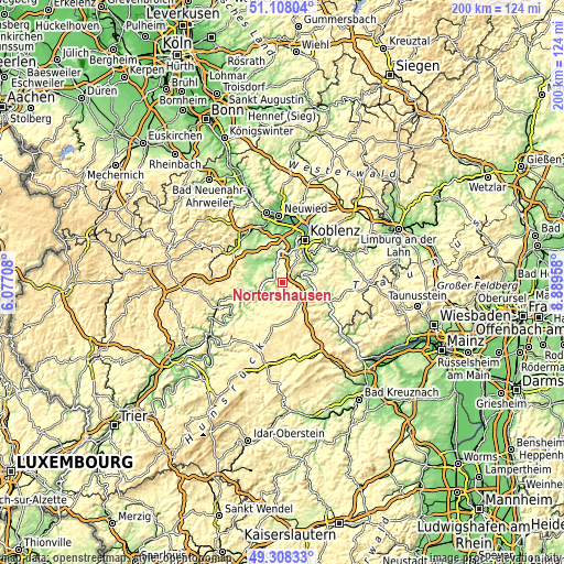 Topographic map of Nörtershausen