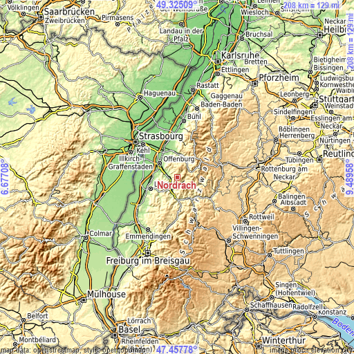 Topographic map of Nordrach