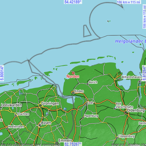 Topographic map of Norden