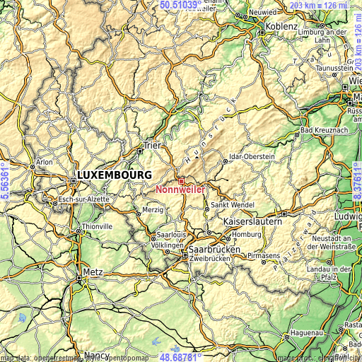 Topographic map of Nonnweiler