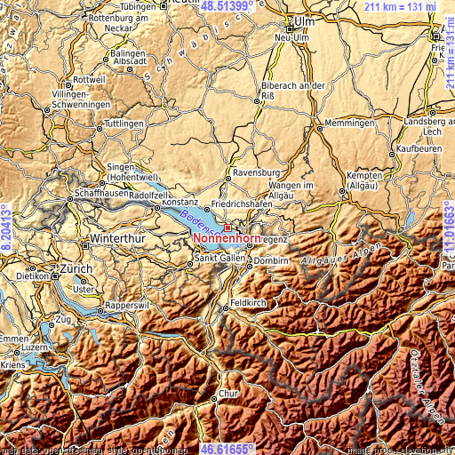 Topographic map of Nonnenhorn