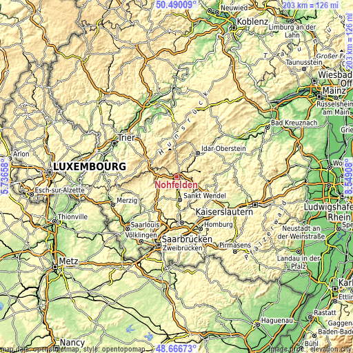 Topographic map of Nohfelden