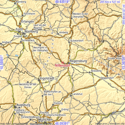 Topographic map of Nittendorf