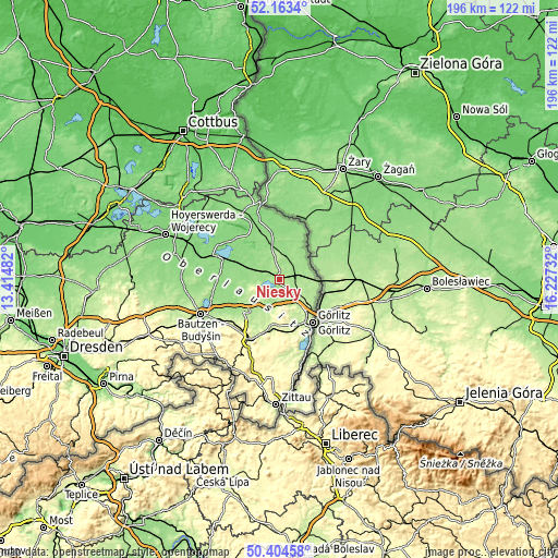 Topographic map of Niesky