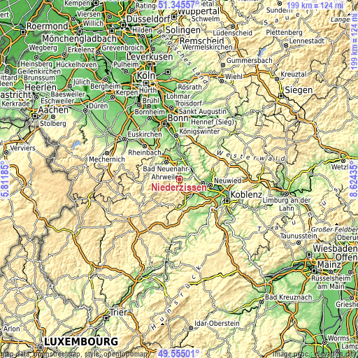 Topographic map of Niederzissen