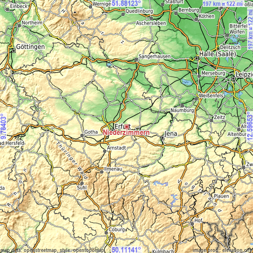 Topographic map of Niederzimmern