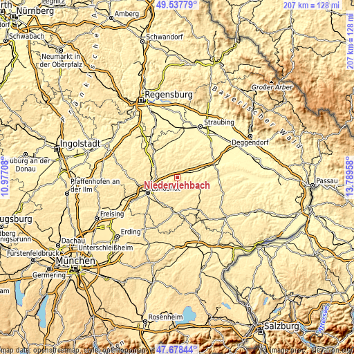 Topographic map of Niederviehbach