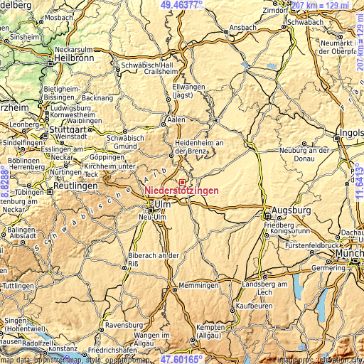 Topographic map of Niederstotzingen