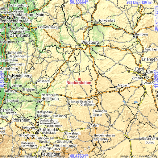 Topographic map of Niederstetten