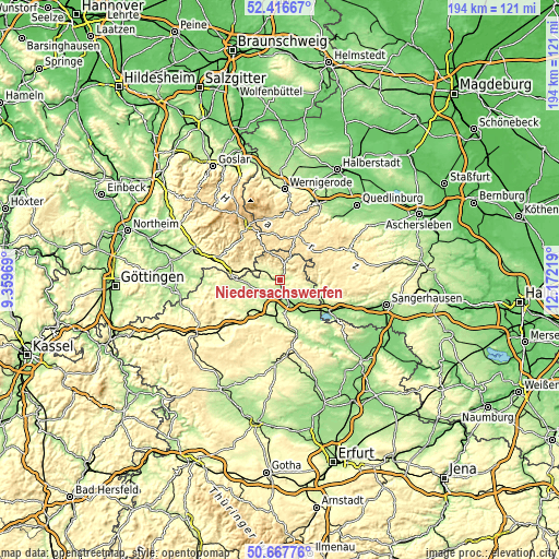 Topographic map of Niedersachswerfen