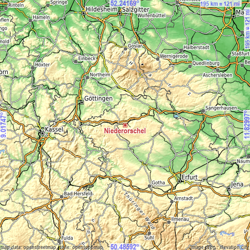 Topographic map of Niederorschel