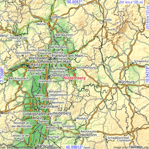 Topographic map of Niedernberg