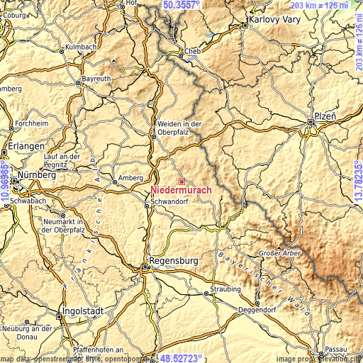 Topographic map of Niedermurach