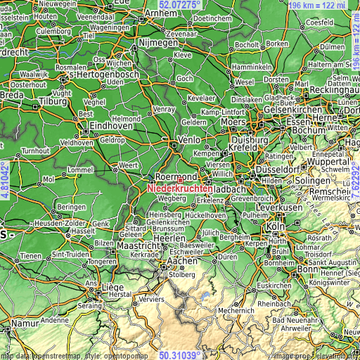Topographic map of Niederkrüchten