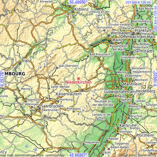 Topographic map of Niederkirchen