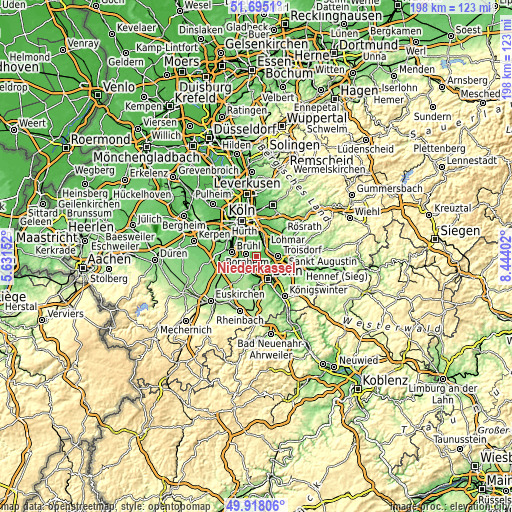 Topographic map of Niederkassel