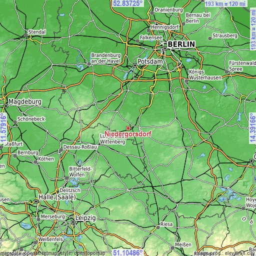 Topographic map of Niedergörsdorf