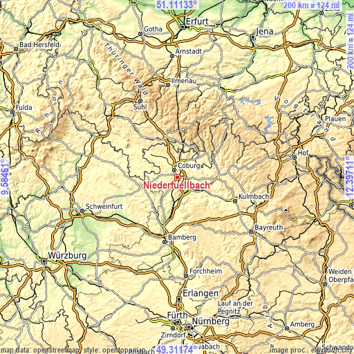 Topographic map of Niederfüllbach