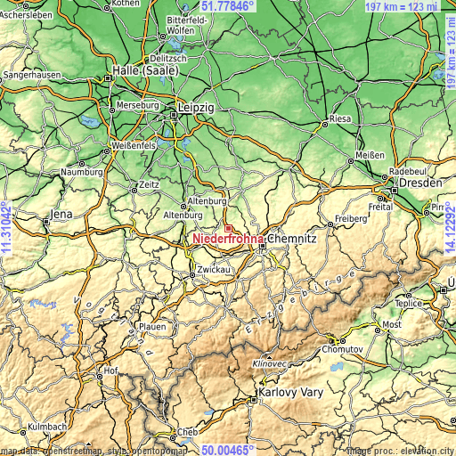 Topographic map of Niederfrohna