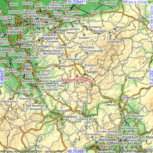 Topographic map of Niederfischbach