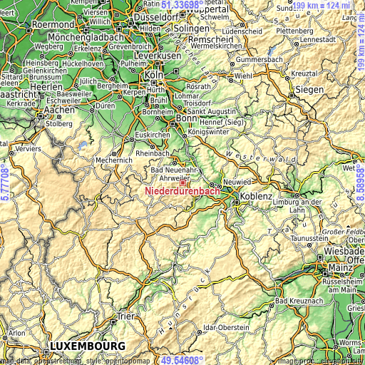 Topographic map of Niederdürenbach