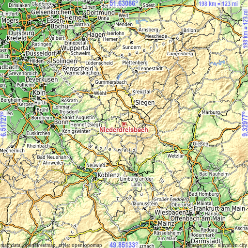 Topographic map of Niederdreisbach