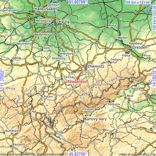 Topographic map of Niederdorf