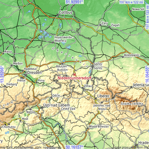 Topographic map of Niedercunnersdorf