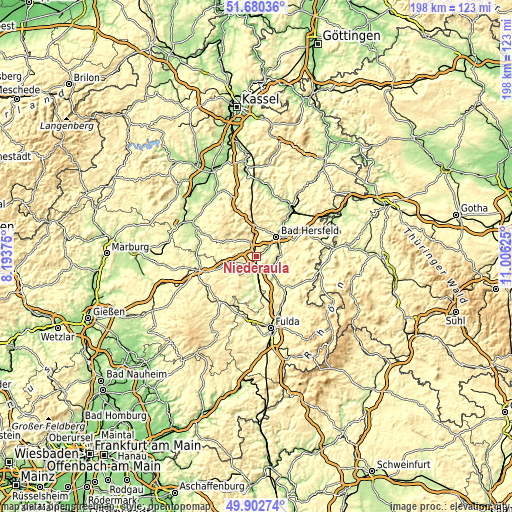 Topographic map of Niederaula