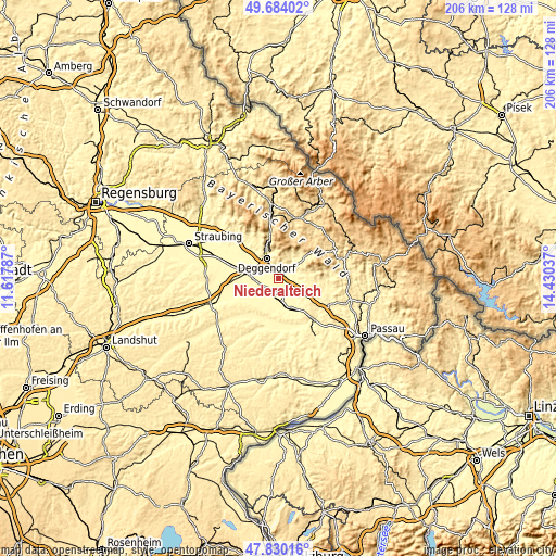 Topographic map of Niederalteich