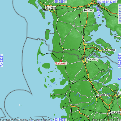 Topographic map of Niebüll