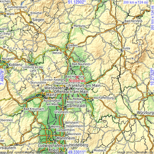 Topographic map of Nidderau
