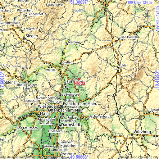 Topographic map of Nidda