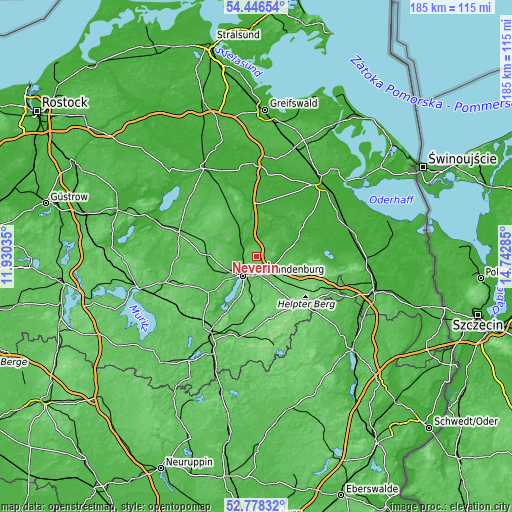 Topographic map of Neverin