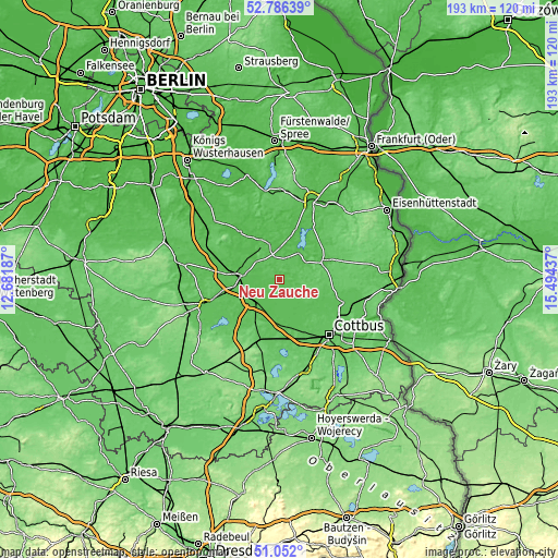 Topographic map of Neu Zauche