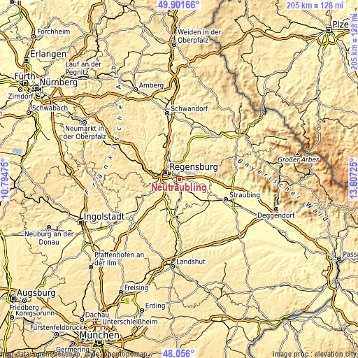 Topographic map of Neutraubling