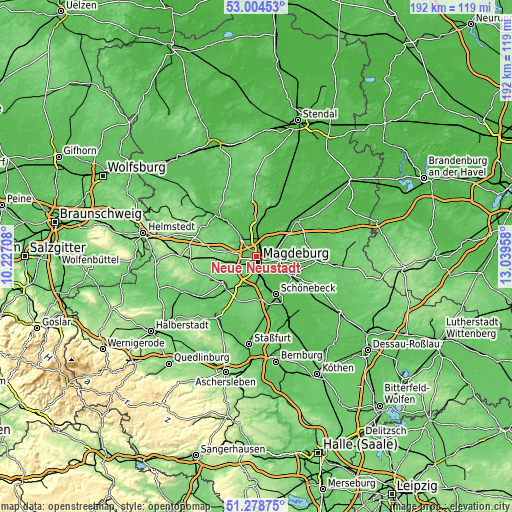 Topographic map of Neue Neustadt