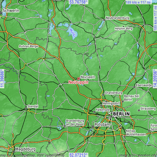 Topographic map of Neuruppin