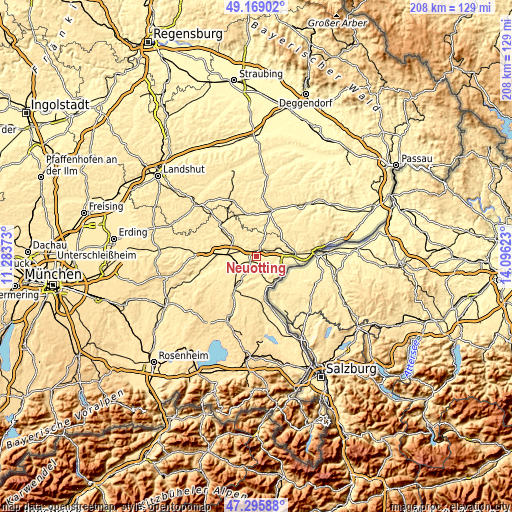 Topographic map of Neuötting