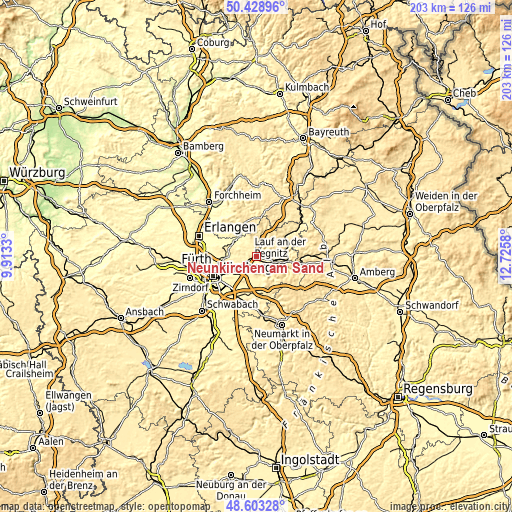 Topographic map of Neunkirchen am Sand